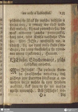 kJesußej Sdychowanje, pschi cżeschkim newedri