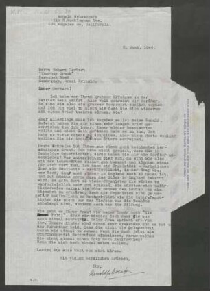 Brief an Roberto Gerhard : 08.06.1949