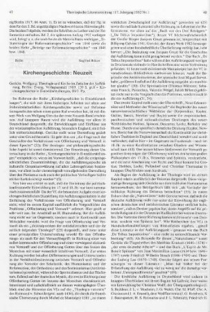 47-50 [Rezension] Gericke, Wolfgang, Theologie und Kirche im Zeitalter der Aufklärung