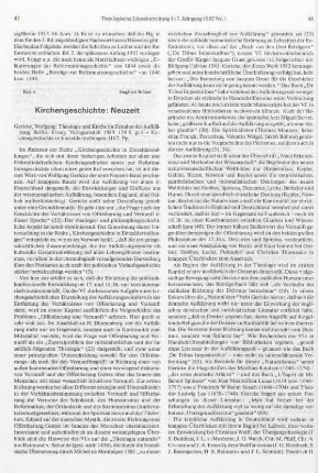 47-50 [Rezension] Gericke, Wolfgang, Theologie und Kirche im Zeitalter der Aufklärung