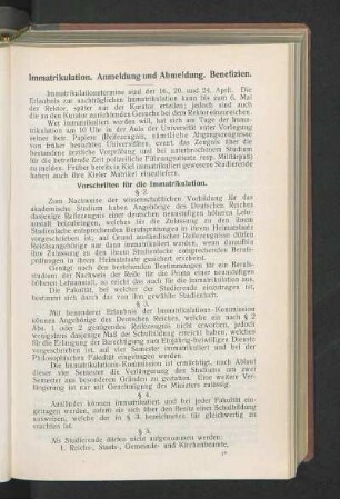 Immatrikulation. Anmeldung und Abmeldung. Benefizien.