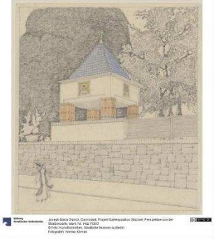 Darmstadt, Projekt Gartenpavillon Glückert, Perspektive von der Straßenseite