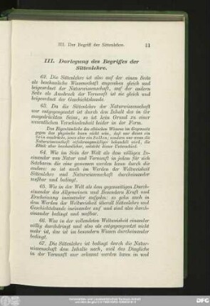 III. Darlegung des Begriffes der Sittenlehre.
