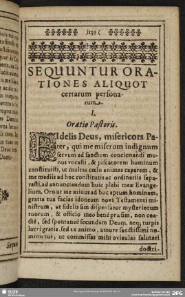 Sequuntur Orationes Aliquot certarum personarum