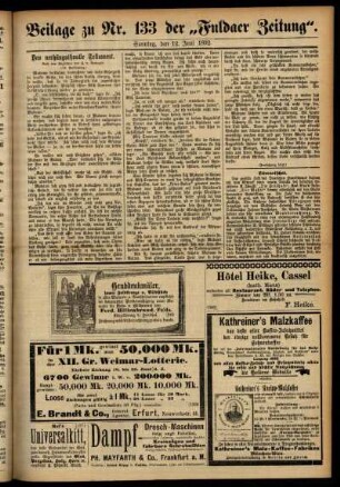 Zweite Ausgabe vom Sonntag, den 12. Juni 1892.