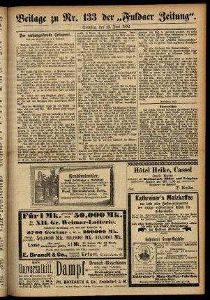Zweite Ausgabe vom Sonntag, den 12. Juni 1892.