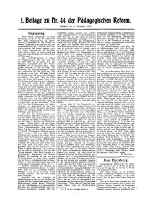 Aus Hamburg : 1. Beilage zu Nr.44 der Pädagogischen Reform