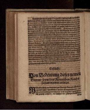 Erstlich: Von Bedeutung dieses newen Sterns/ so viel des Römischen Reichs Zustand in gemein anlanget