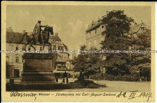 Ansicht aus Weimar mit Carl-August-Denkmal