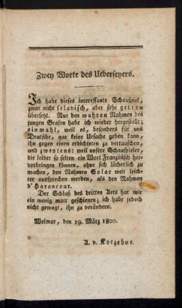 Zwey Worte des Uebersetzers.