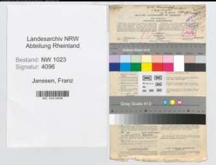 Entnazifizierung Franz Janssen , geb. 07.01.1895 (Lehrer)