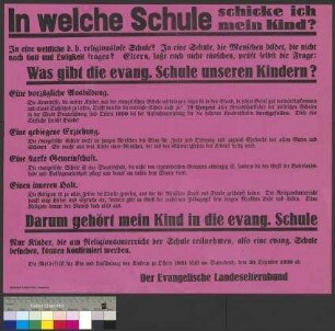 Werbeplakat des Evangelischen Landeselterbundes zum Besuch einer evangelischen Schule