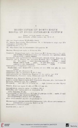 V. Reges exteri et domvs eorvm. Regvli et dvces exterarvm gentivm