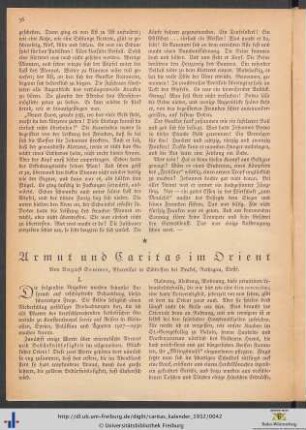 Armut und Caritas im Orient.