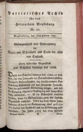 Nr. 20. Magdeburg, den 16ten Februar 1793