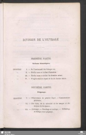 Division de l'ouvrage