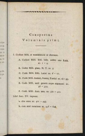 XLVII-XLVIII, Conspectus Volumis primi