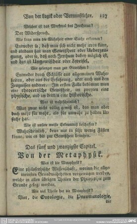Das fünf und zwanzigste Capitel. Von der Metaphysik