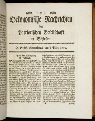 X. Stück. Sonnabends den 6 März. 1779.