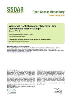 Wasser als Konfliktursache: Plädoyer für eine internationale Wasserstrategie