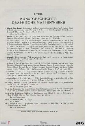 I. Teil: Kunstgeschichte – Graphische Mappenwerke (Nr. 1-1006)