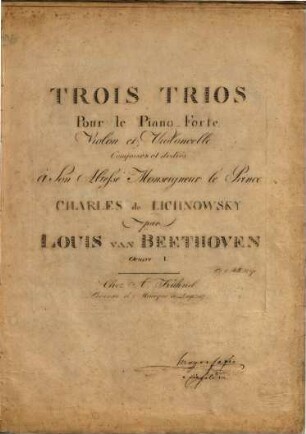 Trois trios pour le piano-forte, violon et violoncelle : oeuvre 1