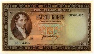 Geldschein, 500 Koruna, 1945