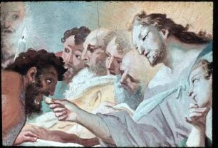 Das Abendmahl: Christus reicht Judas das Brot
