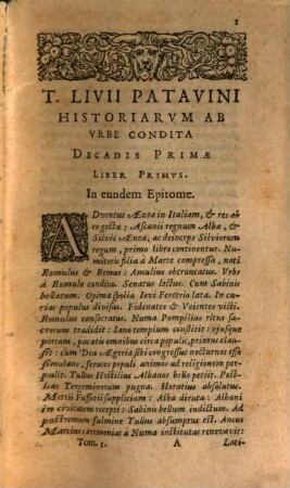 Titi Livii Historiarum Libri, [1]