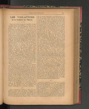 Les Violations de la frontière du Tonkin.