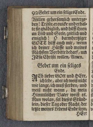 Gebet um ein seliges Ende.