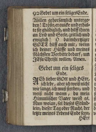 Gebet um ein seliges Ende.