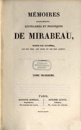 Mémoires biographiques, littéraires et politiques de Mirabeau, 3
