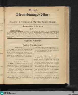 Verordnungs-Blatt der Direction der Großherzoglich-Badischen Verkehrsanstalten