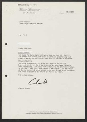 Brief an Eberhard Wächter, 15.09.1990
