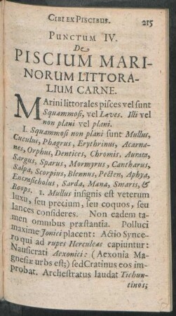 Punctum IV. De Piscium Marinorum Littoralium Carne