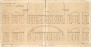 Hocheder, Karl; München; Müller´sches Volksbad - Frauenschwimmbad, Auskleidezellen, Ostseite - Gangseite (Grundriss 1. OG, Wandabwicklungen)