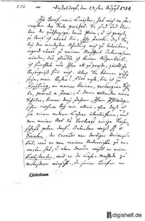 282: Brief von Johann Georg Jacobi an Johann Wilhelm Ludwig Gleim