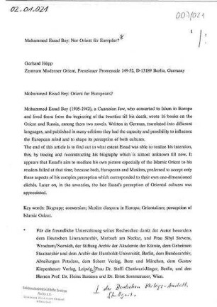Mohammed Essad Bey: Nur Orient für Europäer?
