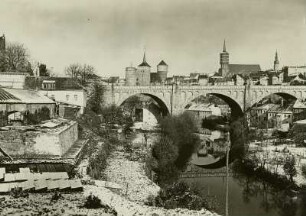 Bautzen, Stadtansicht : Bautzen, Kronprinzenbrücke (Friedensbrücke). Ansicht von Süden