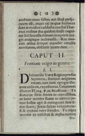 Caput II. Fontium origo in genere.