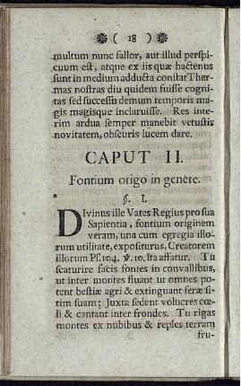 Caput II. Fontium origo in genere.