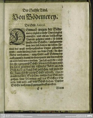 Der Sechste Titul. Von Bödemerey