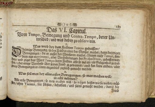 Das VI. Capitul. Vom Tempo, Bewegung und Contra-Tempo, derer Unterschied/ und was dabey zu observiren