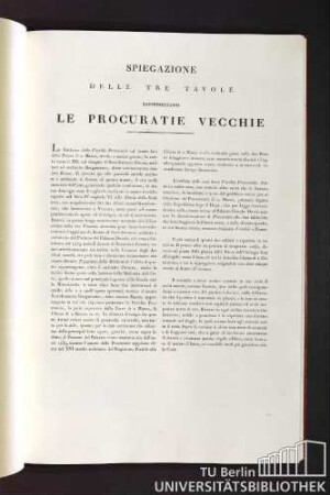 Spiegazione delle tre tavole rappresentanti Le procuratie vecchie