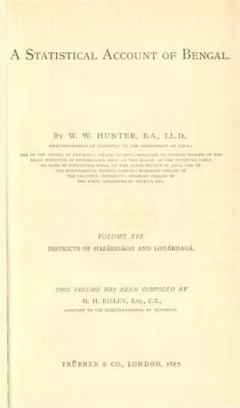 Vol. 16: Districts of Hazáribágh and Lohárdagá