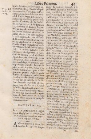 Capitulo VI. De la embaxada que embiò Dayfusama al governador de Filipinas,y entrada de nuestros religiosos en el Japon