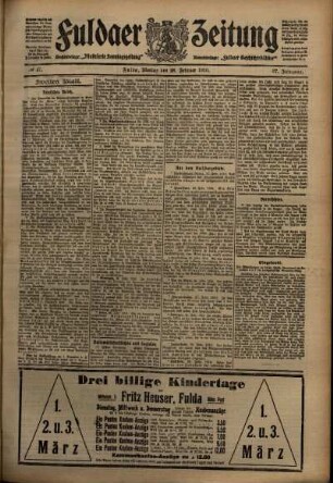 Zweite Ausgabe vom Montag, den 28. Februar 1910.