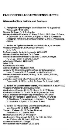 Fachbereich Agrarwissenschaften