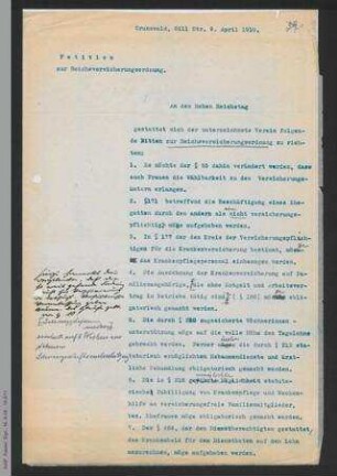 Entwurf zur Petition zur Reichsversicherungsordnung